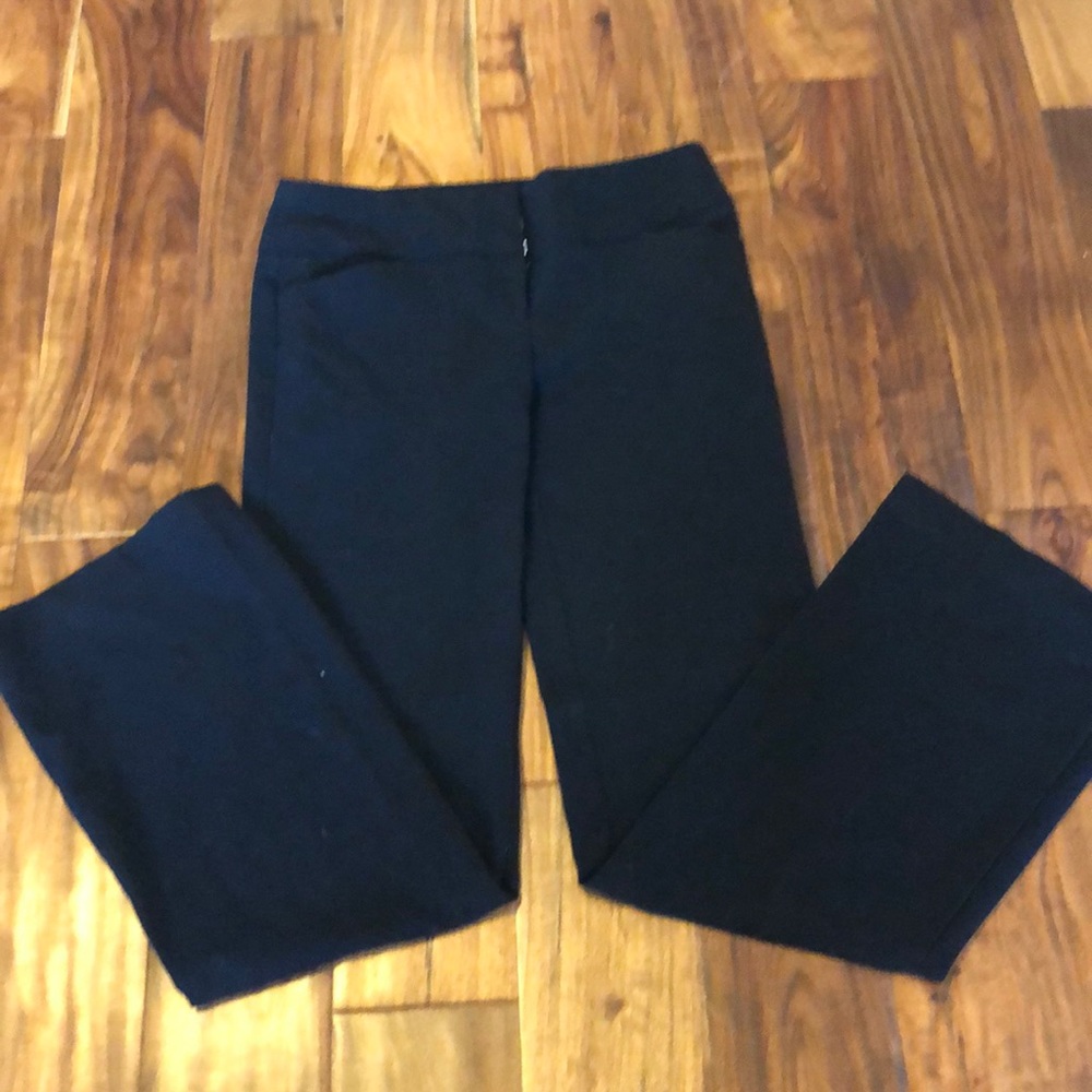 Juniors black flare dress slacks